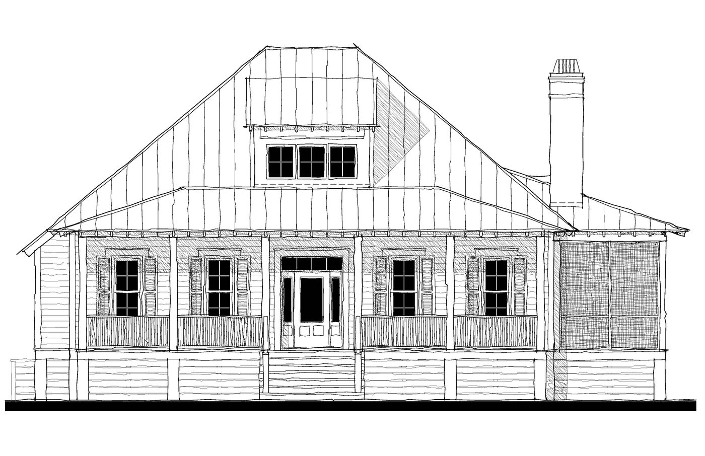 The Bermuda Bluff Cottage — featured elevation